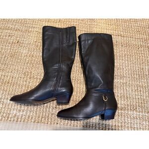 Selby ComfortFlex Brown Leather Riding Boots Low Heel Women’s 7M Brazil